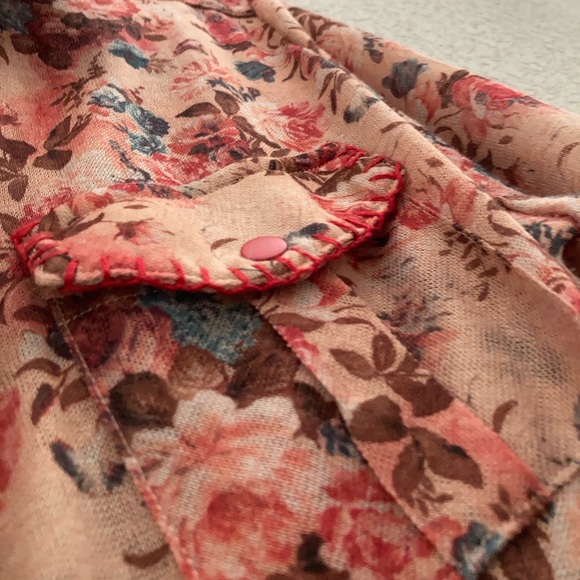 Nick And Mo Floral Shirt Dress Belted 3/4 Sleeve With Pockets Fall Colors XL - Picture 8 of 15